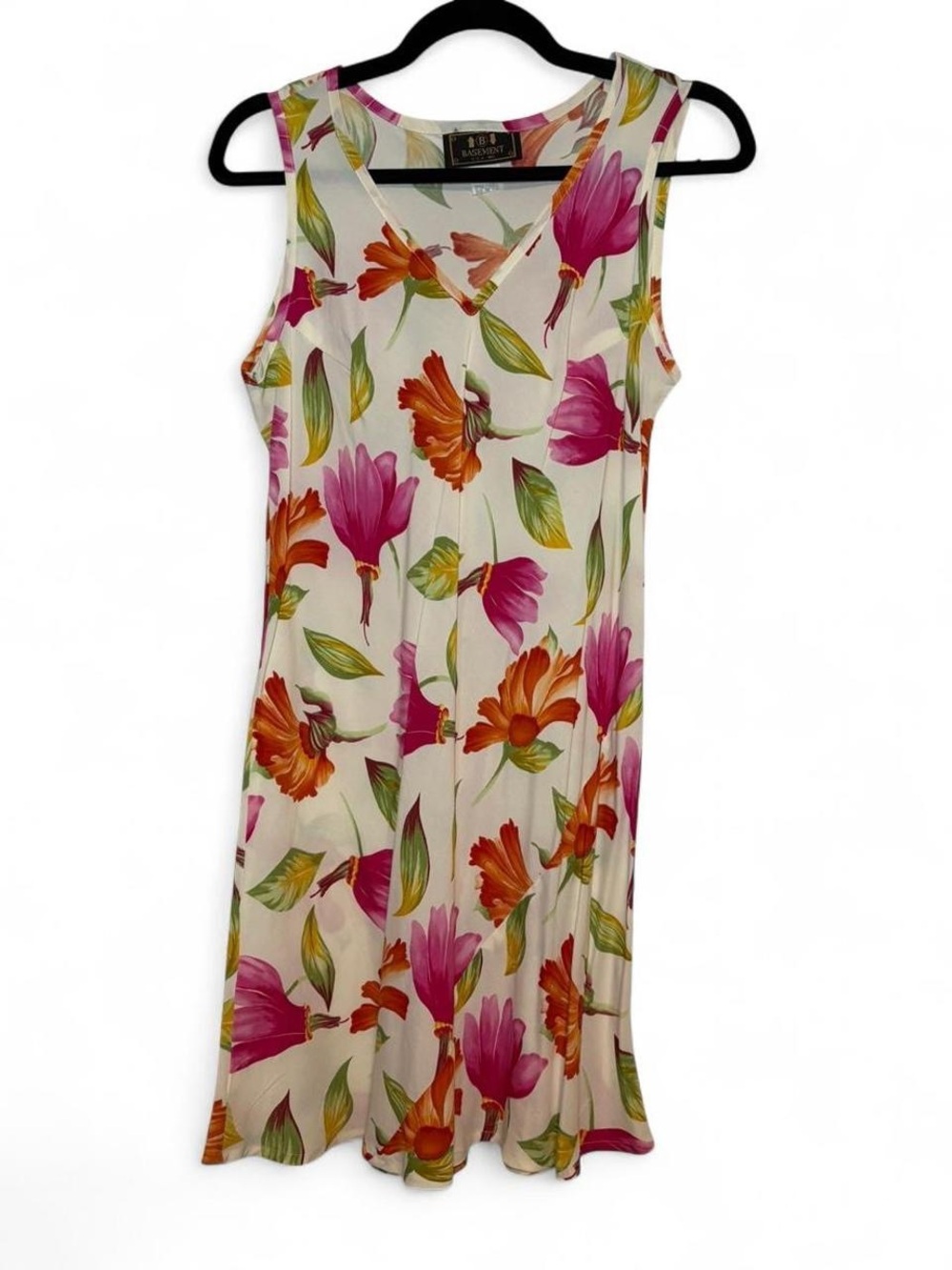 Vintage 90s Basement USA Hawaiian Floral Print Midi Sundress